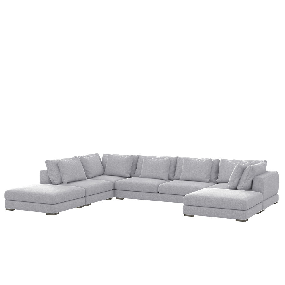 SELSEY Narożnik modułowy Mia U-kształtny duży jasnoszary w tkaninie łatwoczyszczącej