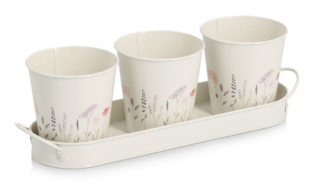 SELSEY Zestaw doniczek Treppez białe