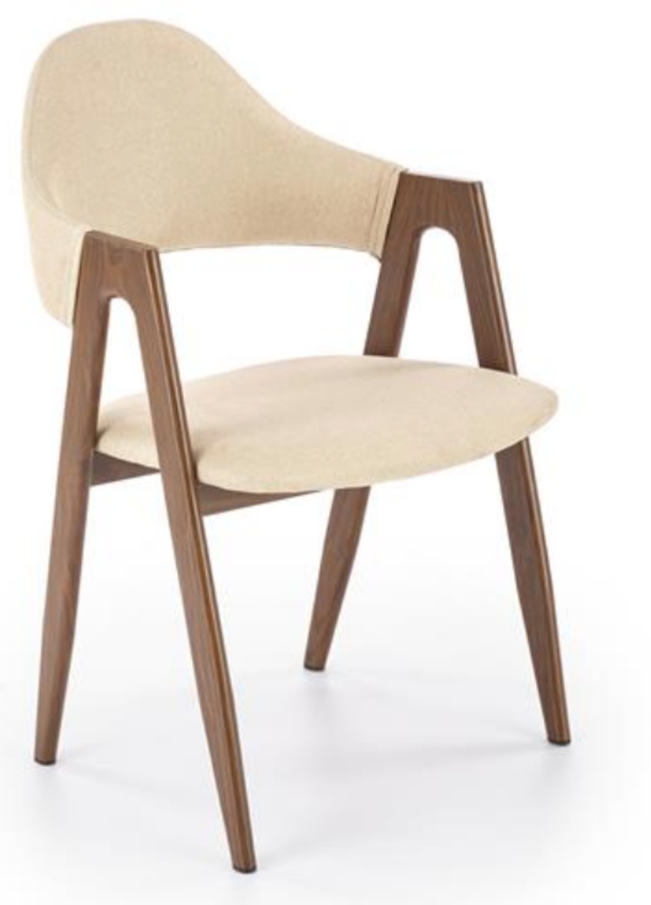 SELSEY Krzesło tapicerowane Sherris beżowe/orzech