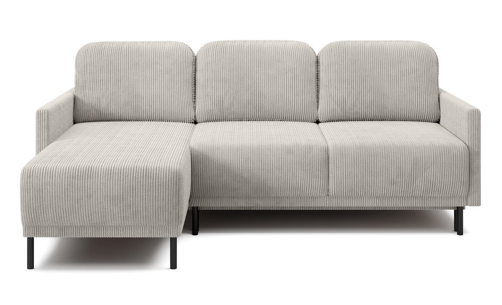 SELSEY Narożnik rozkładany Hamiel L-kształtny z pojemnikiem uniwersalny jasnobeżowy sztruks z funkcją spania