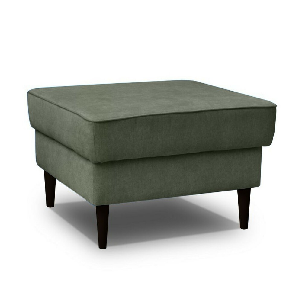 SELSEY Pufa na drewnianych nóżkach Juttic z pojemnikiem oliwkowa plecionka hydrofobowa