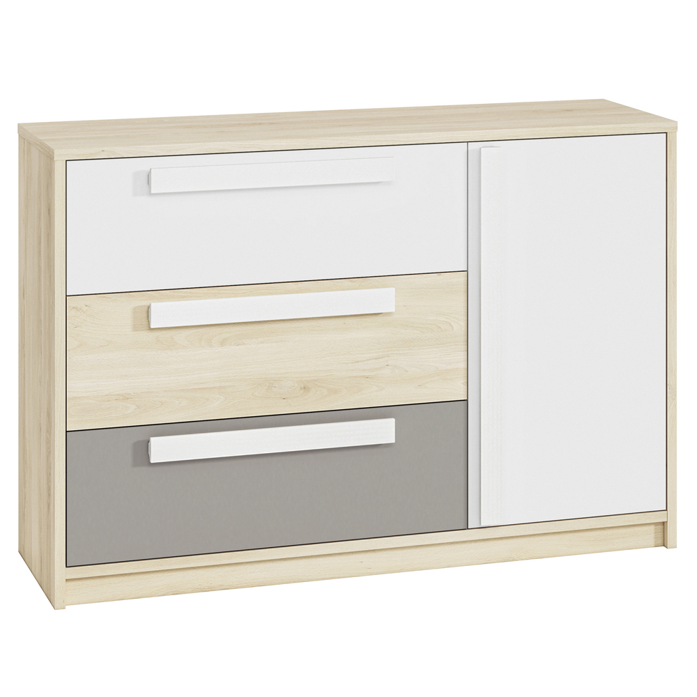 SELSEY Komoda jednodrzwiowa Madarro z trzema szufladami szary platyna