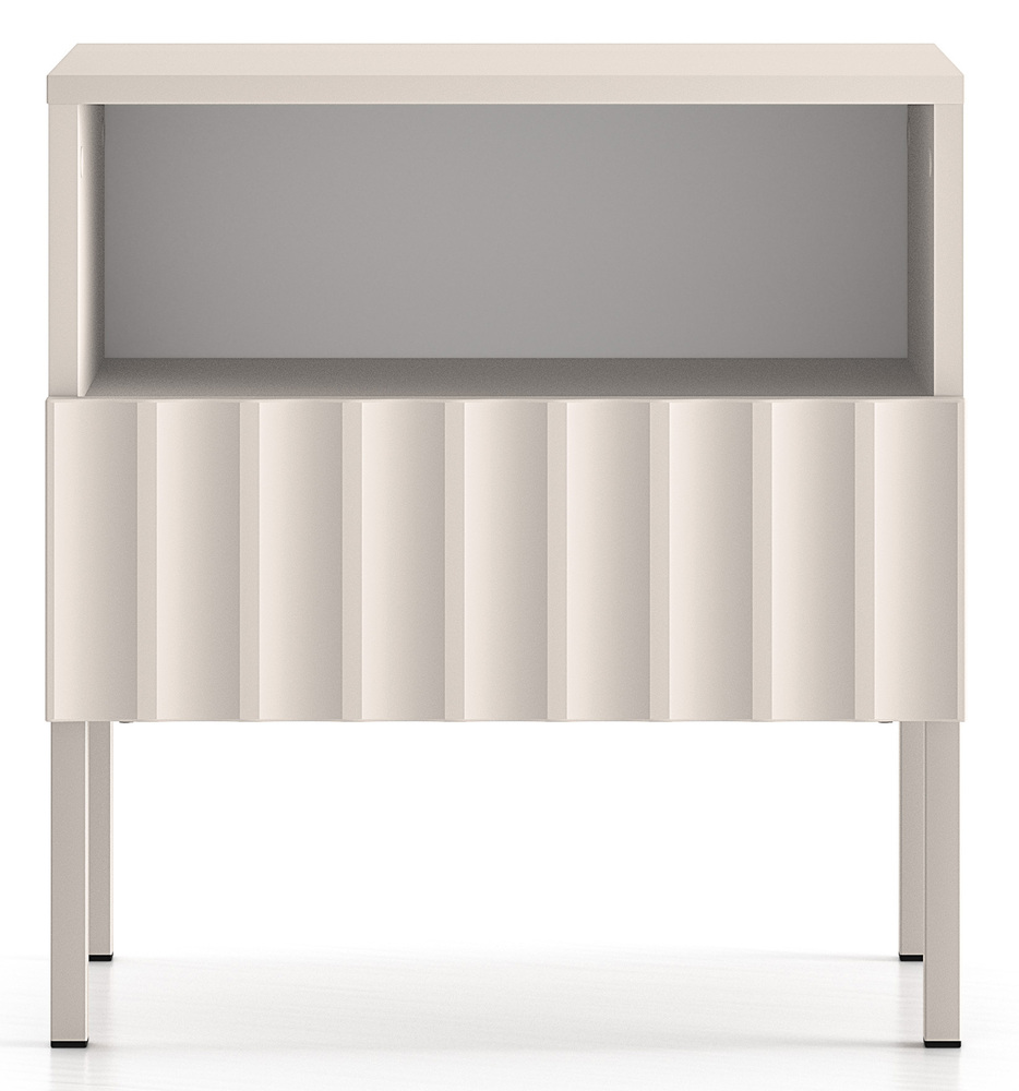 SELSEY Szafka nocna Derriva z ryflowanymi frontami 50 cm kaszmir