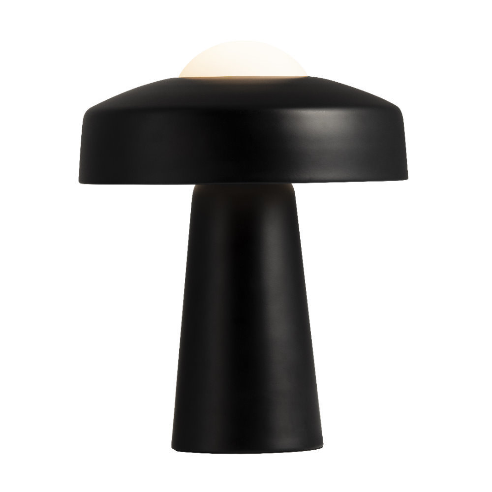 SELSEY Lampa stołowa Time czarna szklany klosz