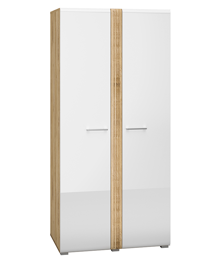 SELSEY Szafa dwudrzwiowa Fandri 92 cm Dąb castello / Biały połysk