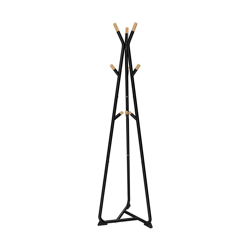 SELSEY Wieszak stojący Mazim czarny z drewnianymi elementami