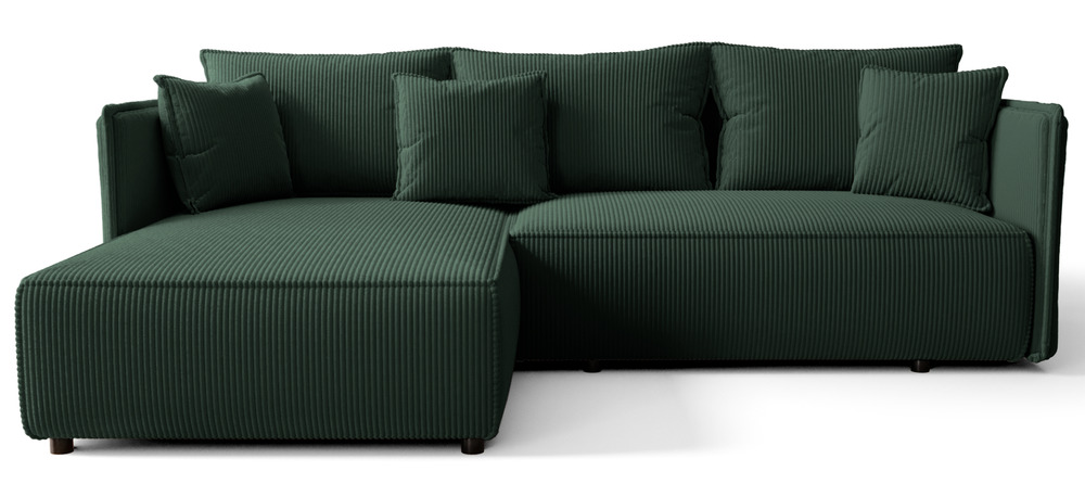 SELSEY Narożnik z funkcją spania Serelto L-kształtny lewostronny z pojemnikiem ciemnozielony sztruks