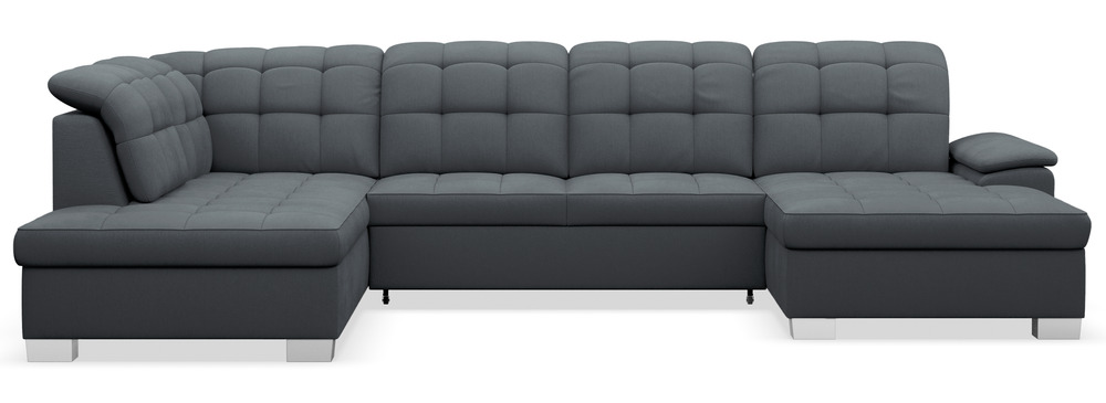 SELSEY Narożnik z funkcją spania Jamaal U-kształtny prawostronny z pojemnikiem ciemnoszary plecionka