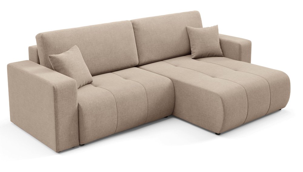 SELSEY Narożnik z funkcją spania Wind L-kształtny uniwersalny z pojemnikiem beżowy szenil