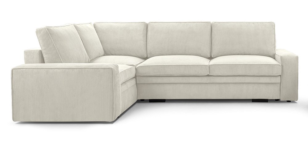 SELSEY Narożnik z funkcją spania Toledo lewostronny z pojemnikiem jasnobeżowy sztruks