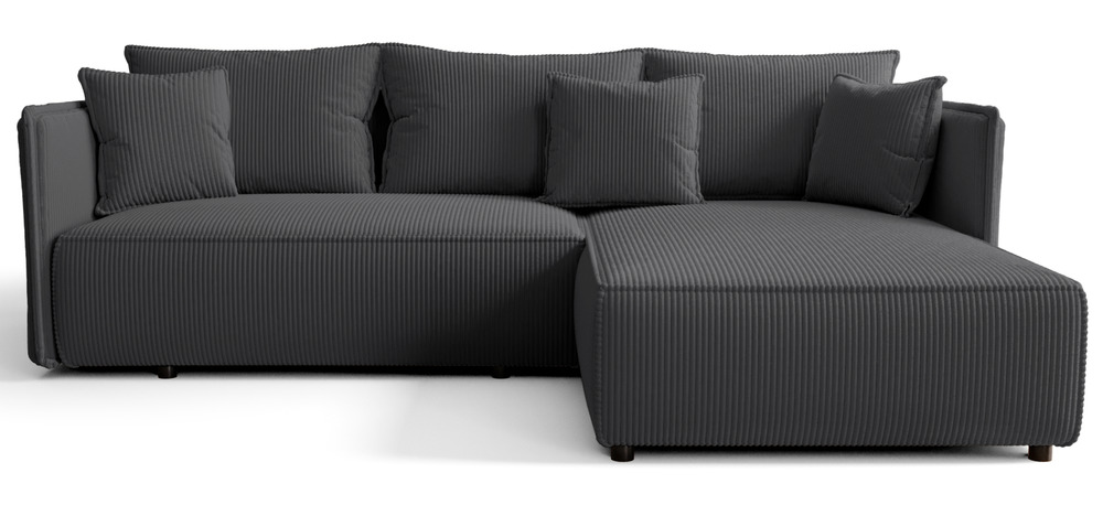 SELSEY Narożnik z funkcją spania Serelto L-kształtny prawostronny z pojemnikiem ciemnoszary sztruks