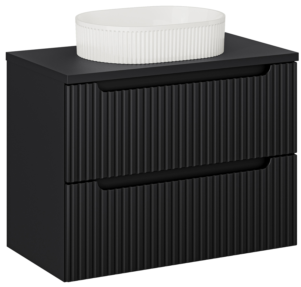 SELSEY Szafka łazienkowa dwuszufladowa Novia z blatem i umywalką nablatową 80 cm czarna