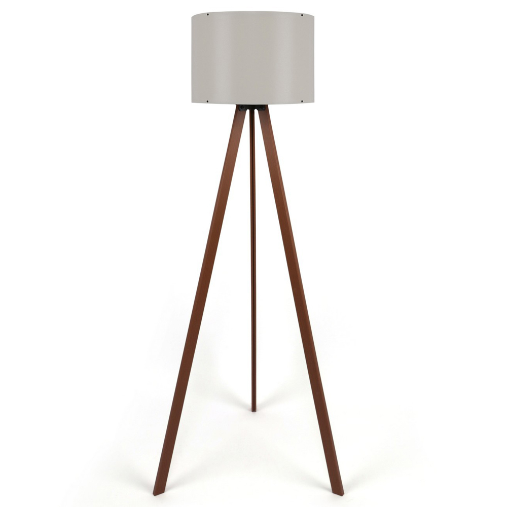 SELSEY Lampa podłogowa Salika beżowa na brązowym stelażu