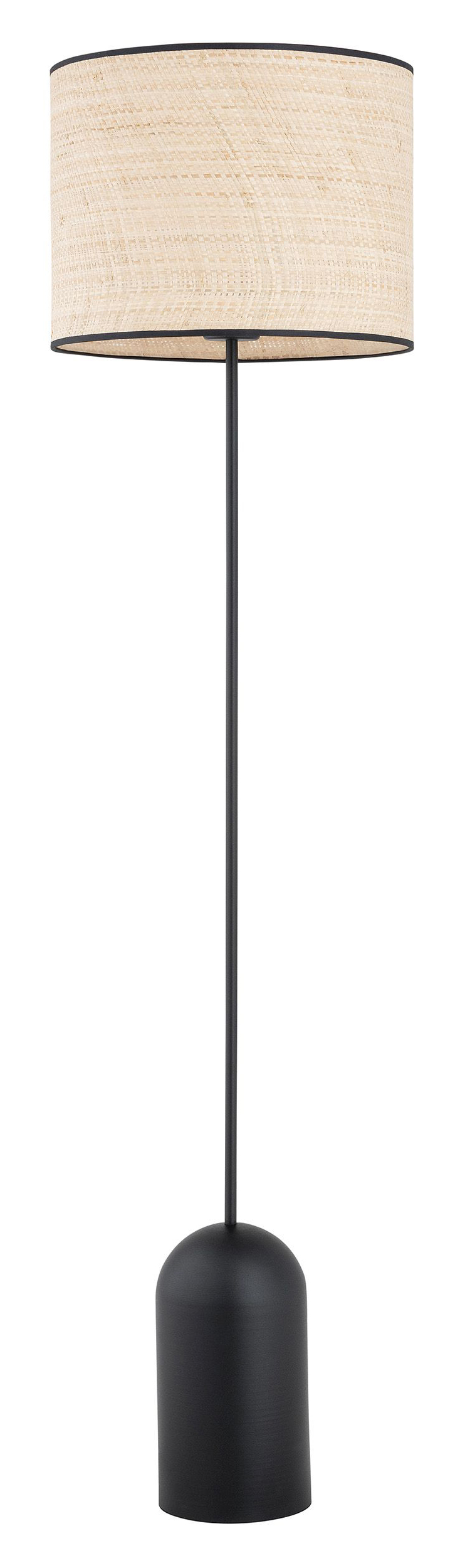 SELSEY Lampa podłogowa Zingic 144 cm czarna z rattanowym abażurem