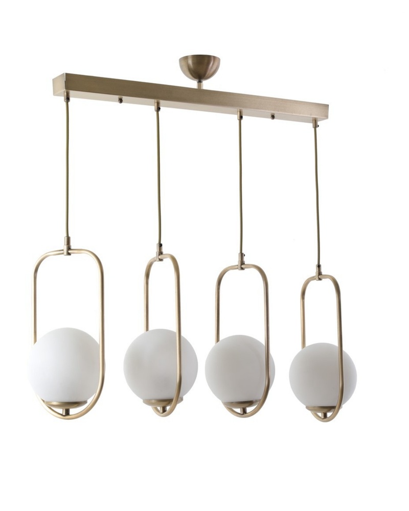 SELSEY Lampa wisząca Tractially x4 białe klosze/ złota