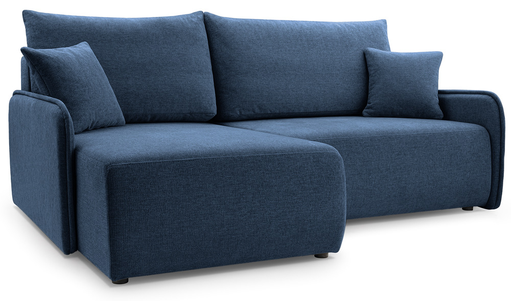 SELSEY Narożnik z funkcją spania Netarro L-kształtny lewostronny z pojemnikiem granatowy szenil