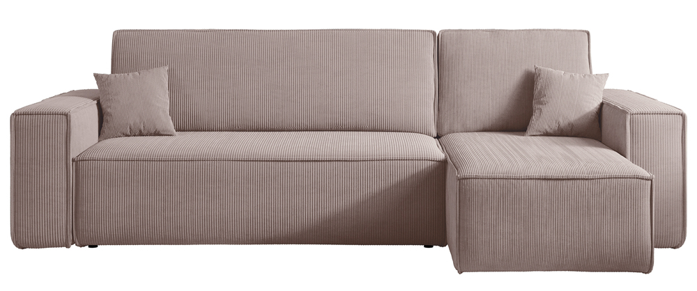 SELSEY Narożnik z funkcją spania Scarlo L-kształtny z pojemnikiem uniwersalny beżowy sztruks