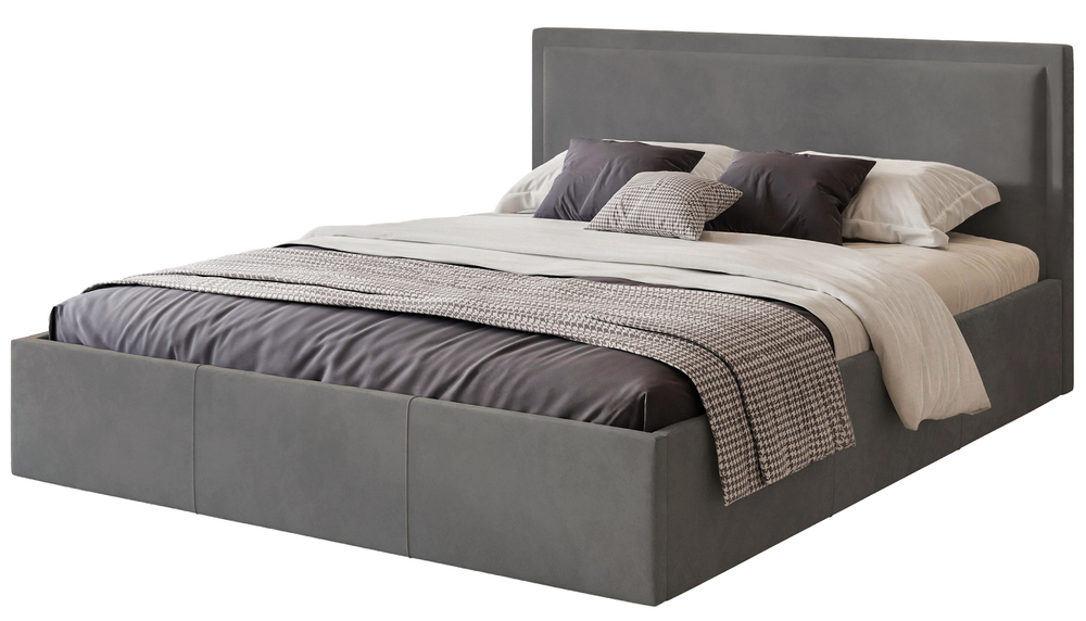 SELSEY Łóżko tapicerowane 160x200 cm Soave z pojemnikiem i metalowym stelażem stalowy welur