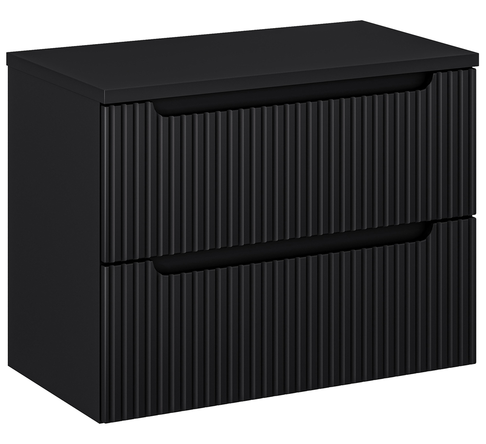 SELSEY Szafka łazienkowa dwuszufladowa Novia z blatem 80 cm czarna