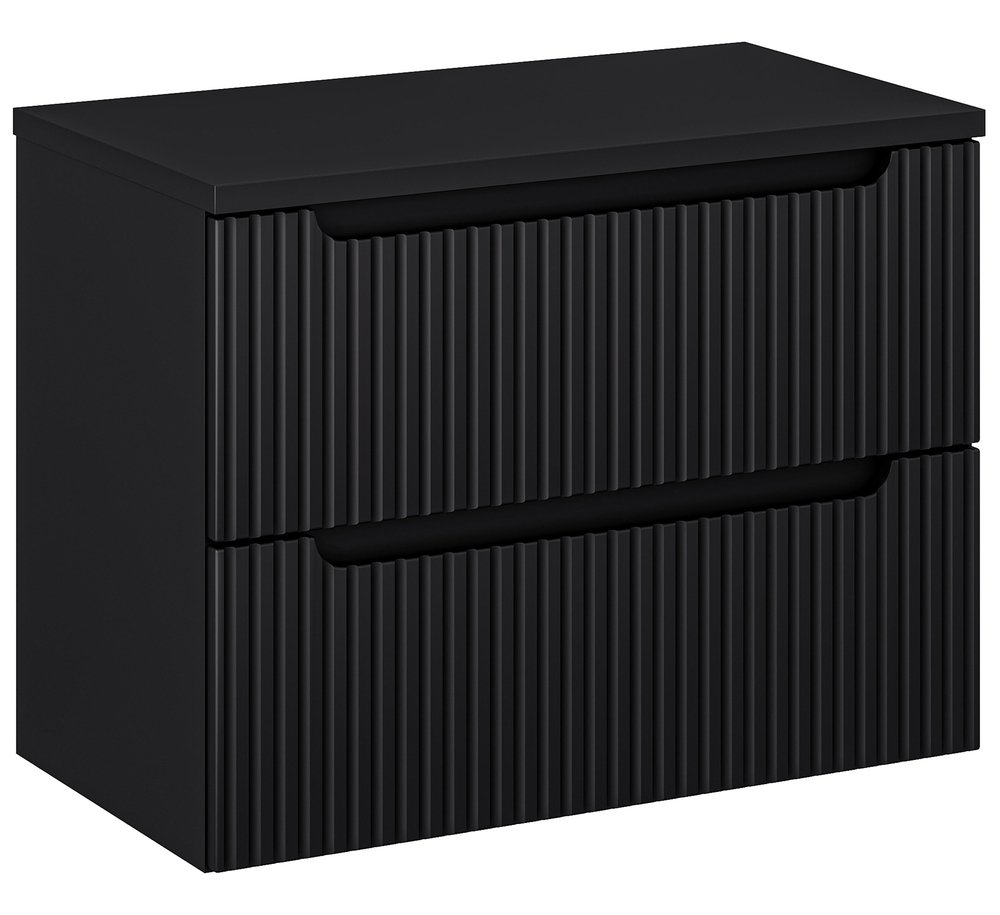 SELSEY Szafka łazienkowa dwuszufladowa Novia z blatem 80 cm czarna