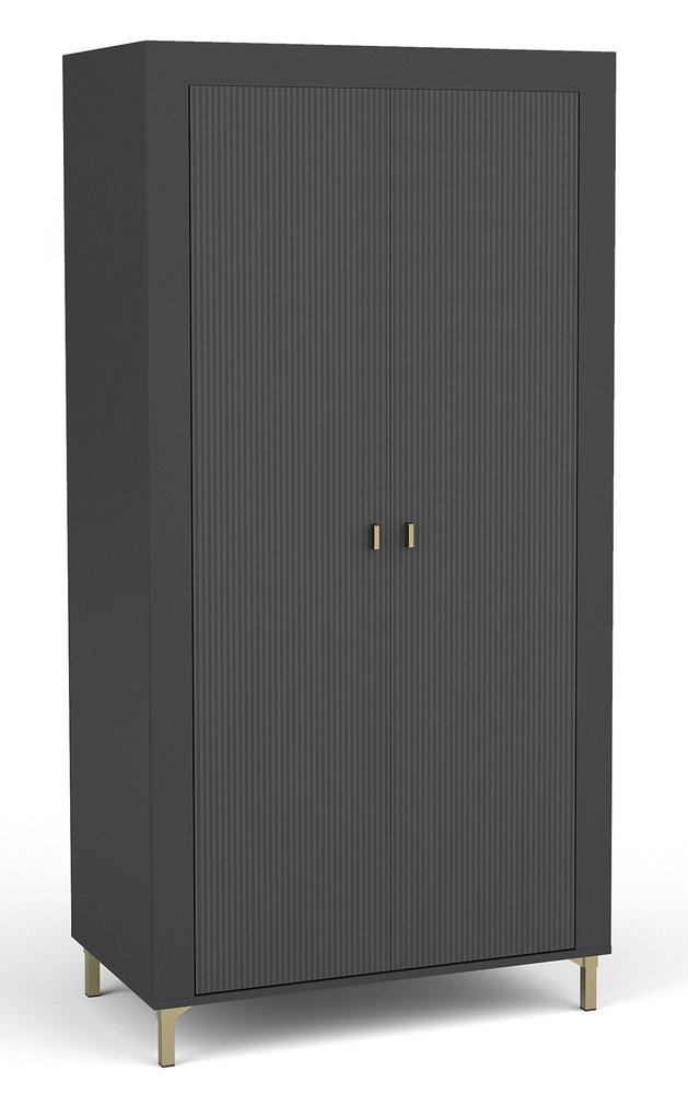 SELSEY Szafa dwudrzwiowa Lammila 94 cm czarny / dąb whisky