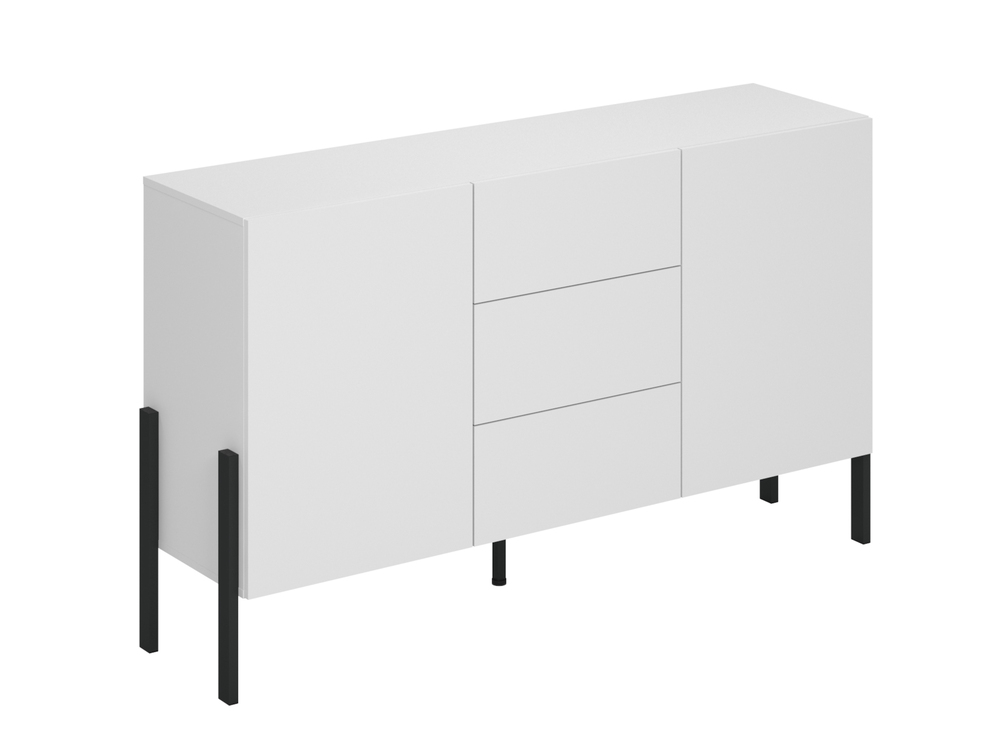 SELSEY Komoda dwudrzwiowa Jukon z trzema szufladami 154 cm Biały