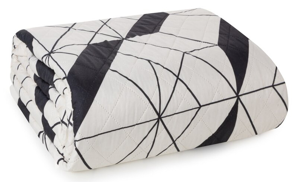 SELSEY Narzuta na łóżko Geo 220x240 cm czarno-beżowa