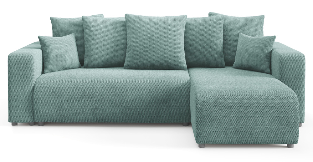 SELSEY Narożnik z funkcją spania Laria L-kształtny uniwersalny z pojemnikiem turkusowy szenil hydrofobowy