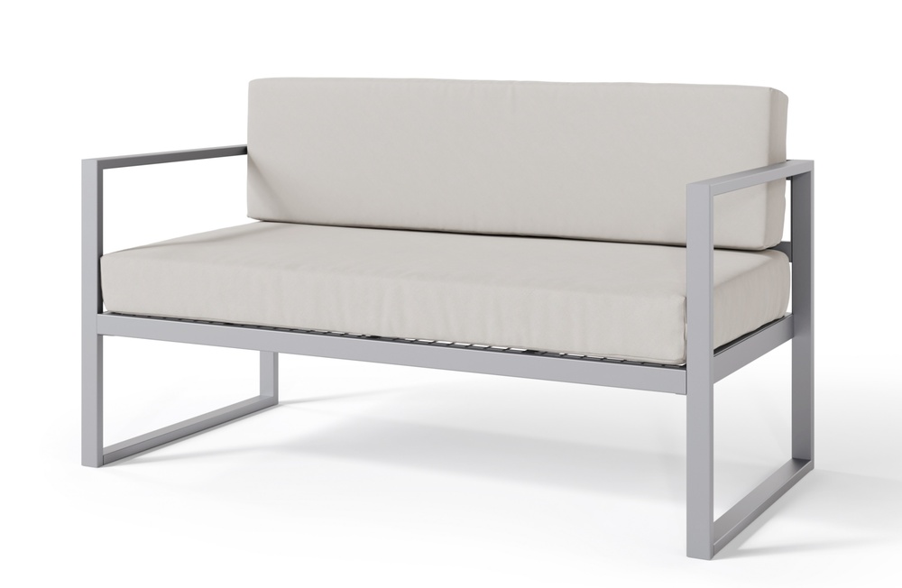 SELSEY Sofa ogrodowa dwuosobowa Dywilly w tkaninie hydrofobowej szara/ szary stelaż