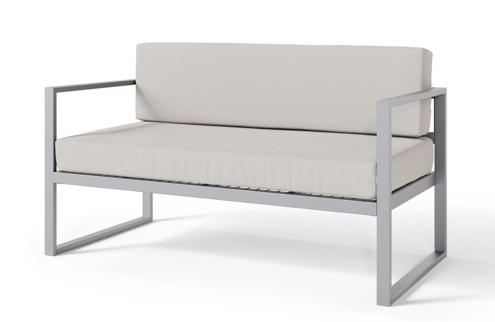 SELSEY Sofa ogrodowa dwuosobowa Dywilly w tkaninie hydrofobowej szara/ szary stelaż