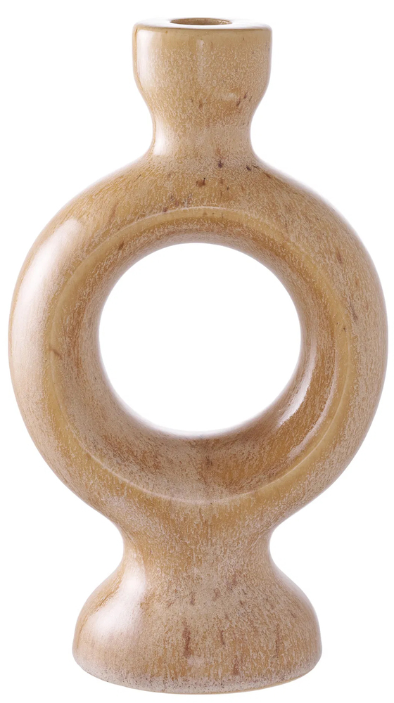 SELSEY Świecznik Codeted ceramiczny 23,4 cm brązowy