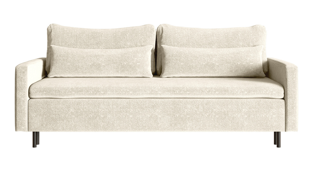 SELSEY Kanapa rozkładana trzyosobowa Umpro z pojemnikiem kremowa boucle