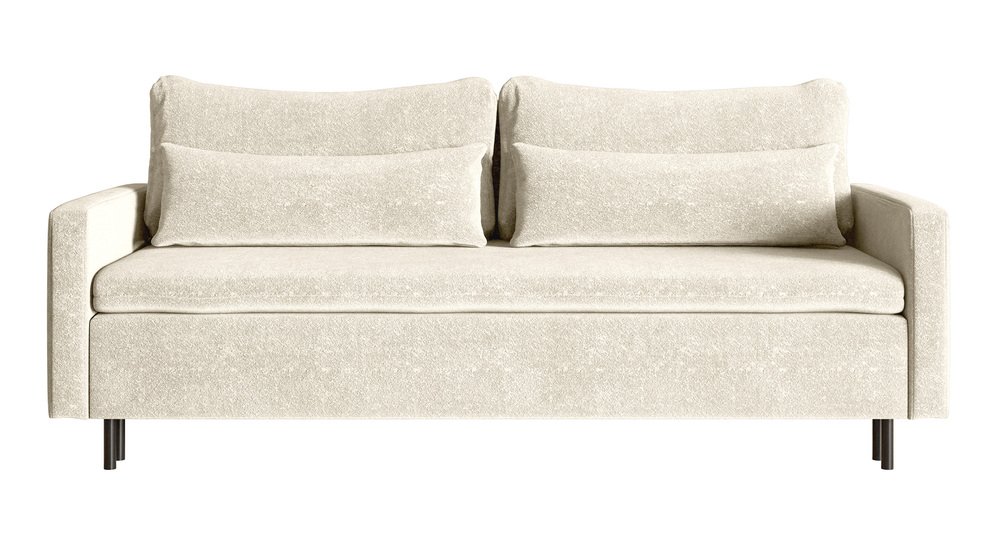 SELSEY Kanapa rozkładana trzyosobowa Umpro z pojemnikiem kremowa boucle