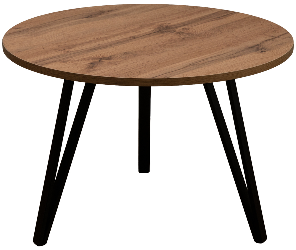 SELSEY Stolik kawowy Iminglly okrągły 67 cm dąb wotan z czarnymi nogami