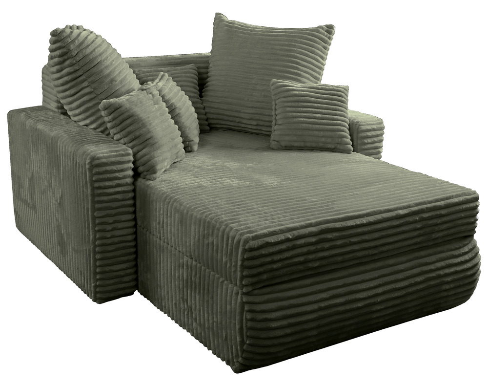 SELSEY Leżanka Leoppa z pojemnikiem khaki gruby sztruks