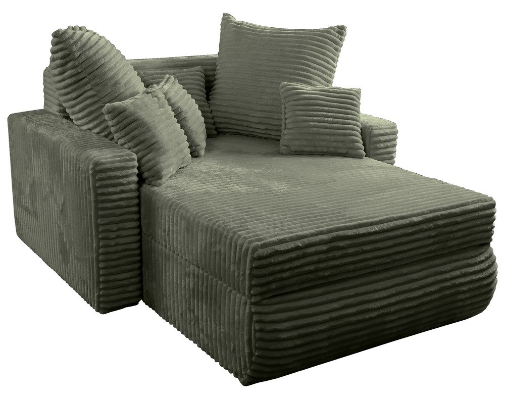 SELSEY Leżanka Leoppa z pojemnikiem khaki gruby sztruks