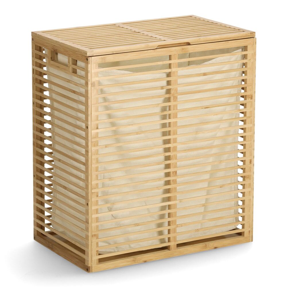 SELSEY Kosz na pranie Anoured dwukomorowy bambus