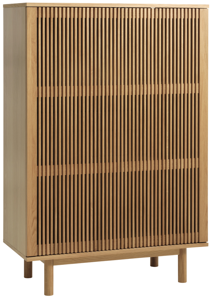 SELSEY Komoda wysoka Bruzel 140 cm lamele dąb naturalny