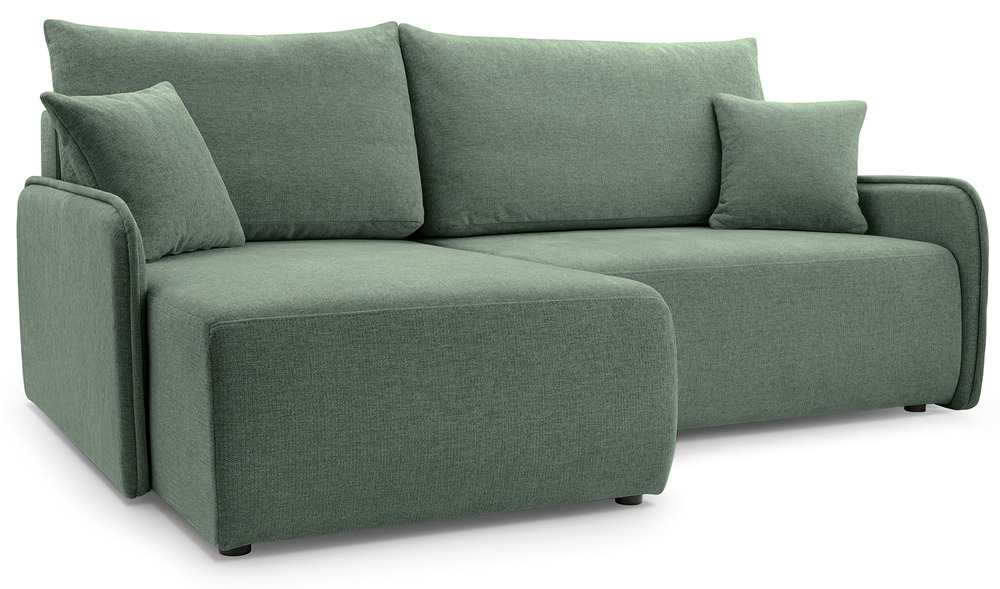 SELSEY Narożnik z funkcją spania Netarro L-kształtny lewostronny z pojemnikiem szałwiowy szenil