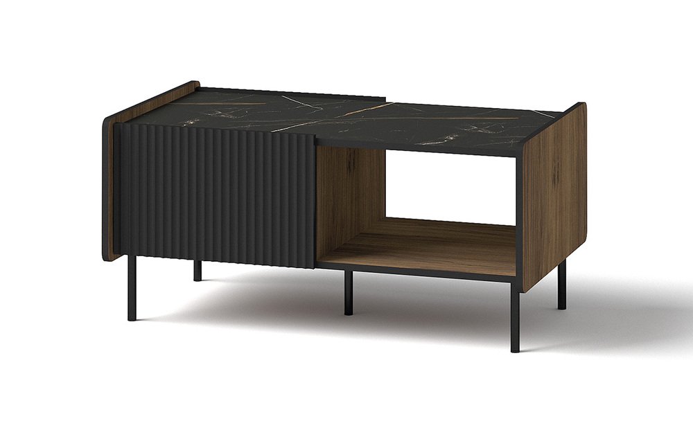 SELSEY Ława kawowa Prestigo z wnęką 99x58 cm orzech warmia/czarny/san sebastian