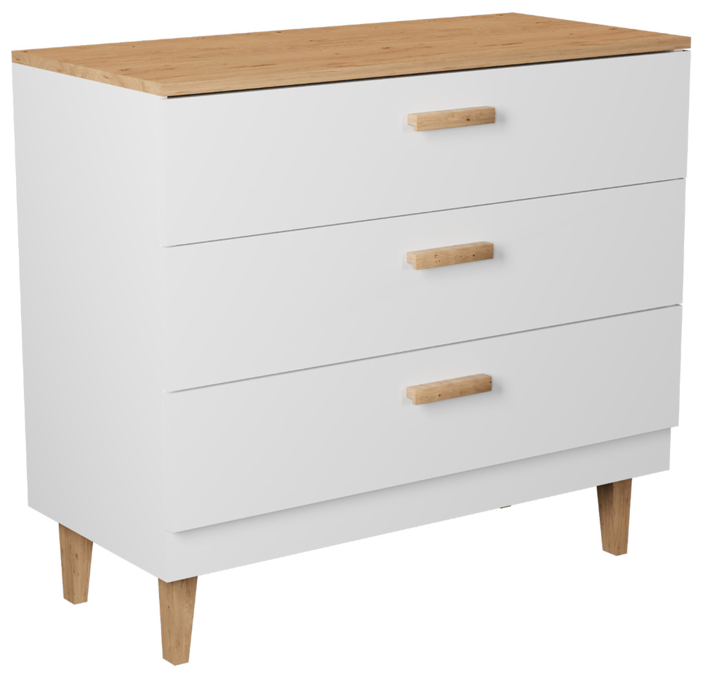 SELSEY Komoda z trzema szufladami Sakena biała