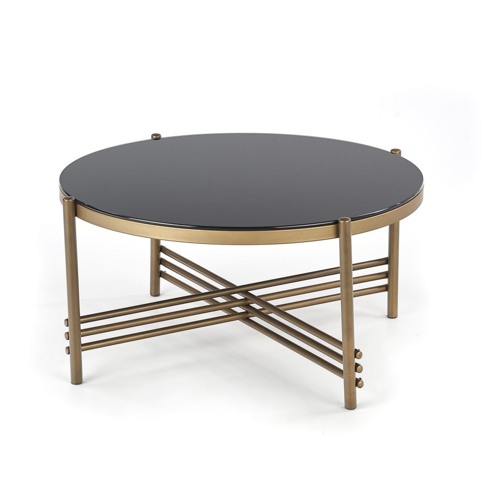 SELSEY Stolik kawowy Marbella o średnicy 80 cm czarno - złoty