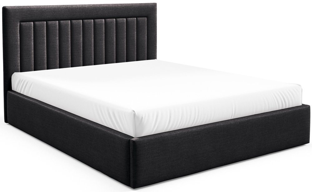 SELSEY Łóżko tapicerowane 160x200 cm Averin z pojemnikiem grafitowe welur