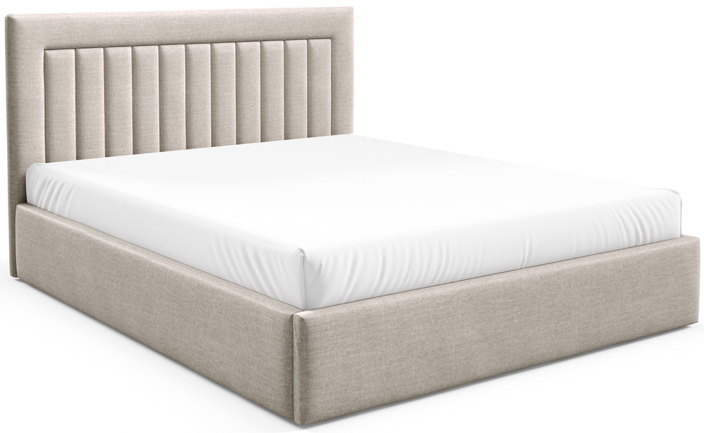 SELSEY Łóżko tapicerowane 180x200 cm Averin z pojemnikiem beżowe welur