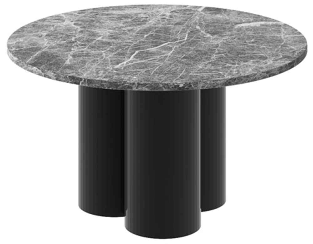SELSEY Stolik kawowy Imprrese okrągły 80 cm szary marmur ciemny z czarną podstawą