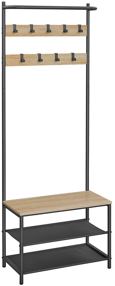 SELSEY Wieszak stojący Sonvero z dwiema półkami 180 cm czarny