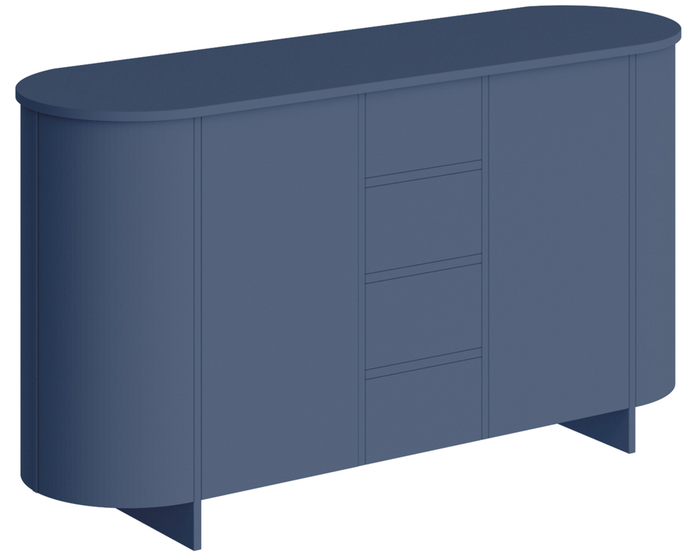 SELSEY Komoda dwudrzwiowa Reflicy z czterema szufladami 163 cm granatowy mat