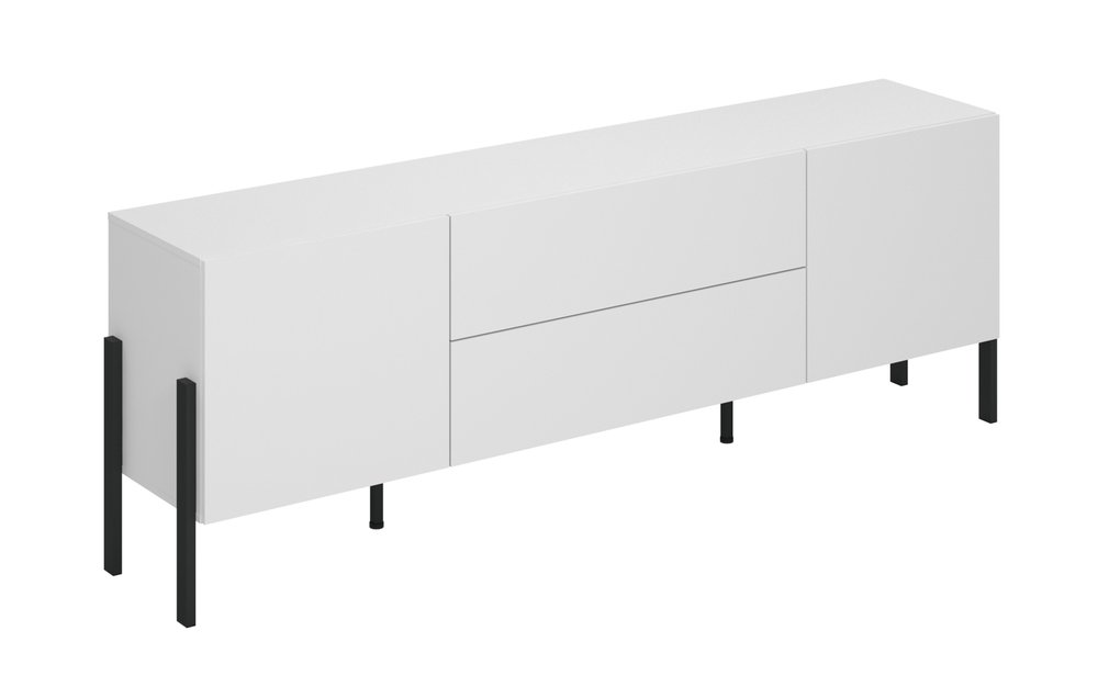 SELSEY Szafka RTV dwudrzwiowa Jukon z szufladami 204 cm Biały