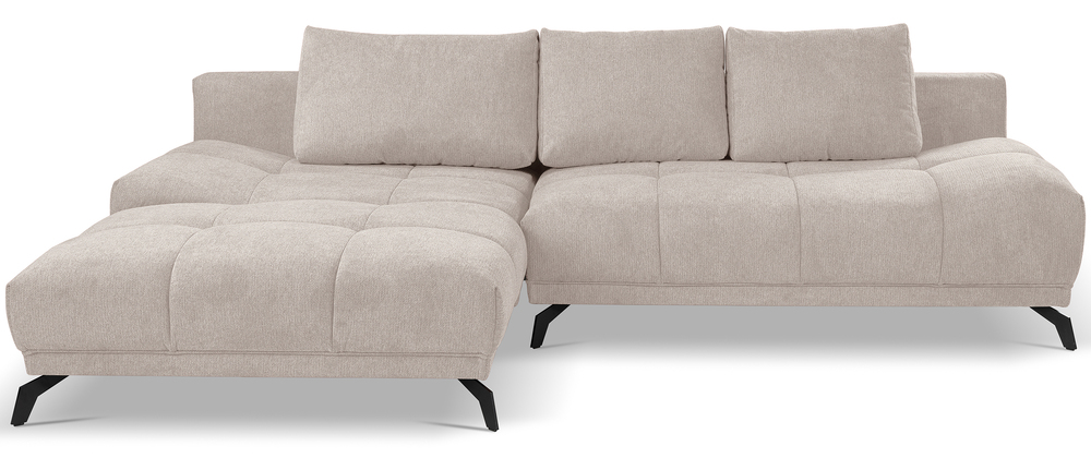 SELSEY Narożnik z funkcją spania Felipe L-kształtny lewostronny z pojemnikiem jasnobeżowy szenil hydrofobowy