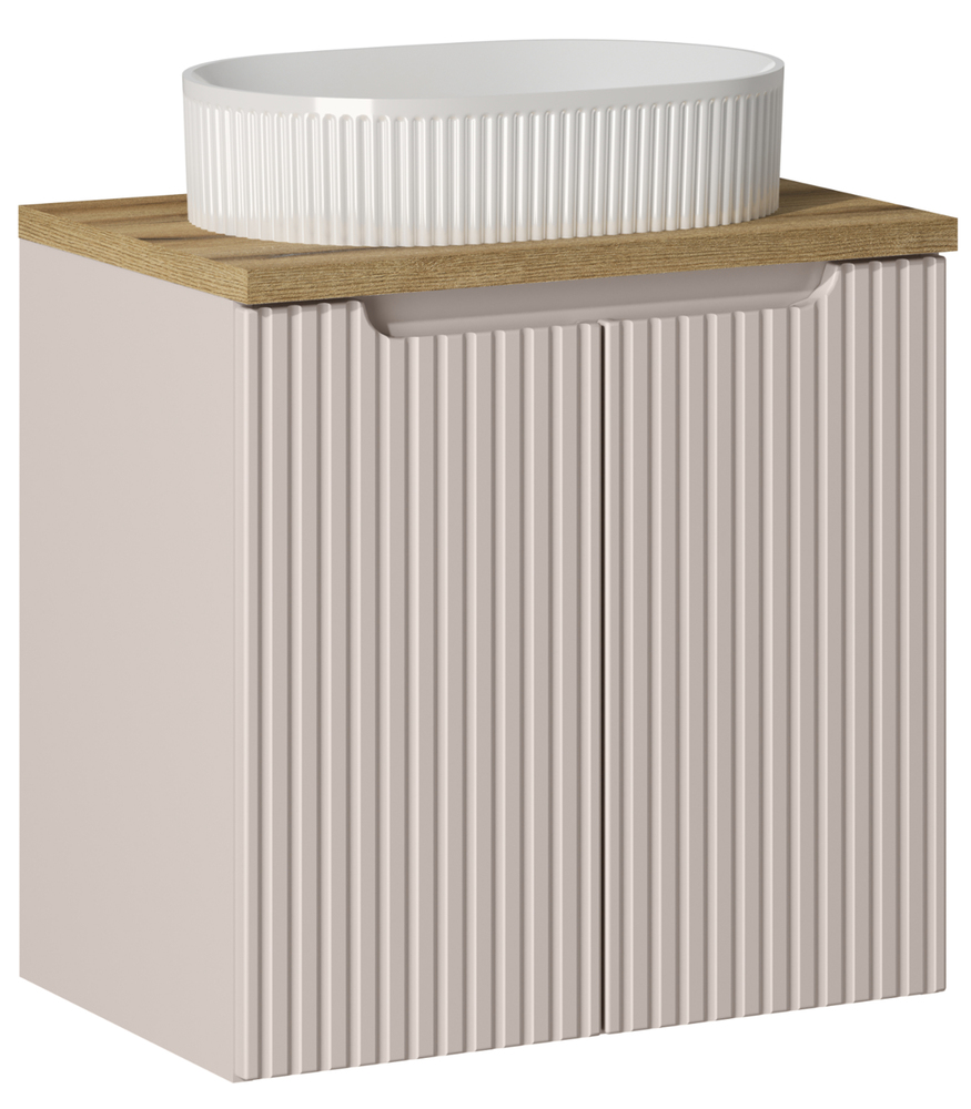 SELSEY Szafka łazienkowa dwudrzwiowa Novia z blatem i umywalką 60 cm beżowa/dąb